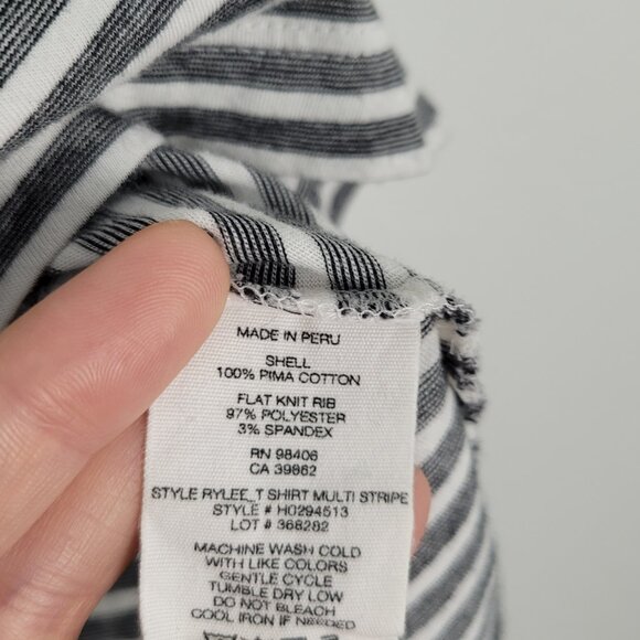 Theory Rylee Pima Cotton Short Sleeve T-Shirt Striped Black White Size XS - Picture 12 of 13